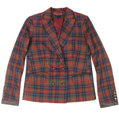 L.A.M.B. tartan plaid double breasted blazer