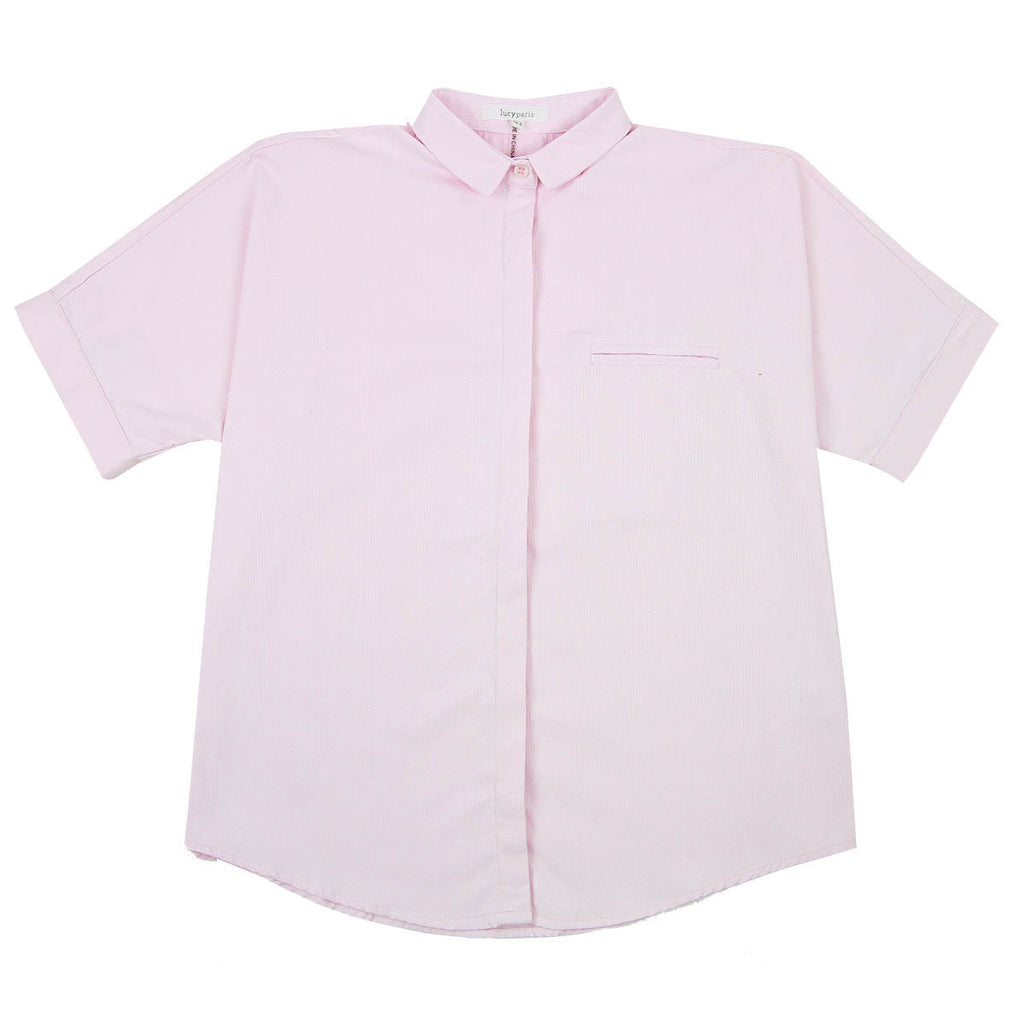 Lucy Paris Dolman Sleeve Pink Oxford Button Down Shirt
