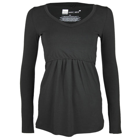 Black Long Sleeve V-Neck T-Shirt