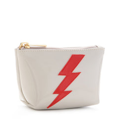lolo mini zip vinyl pouch with lightning bolt