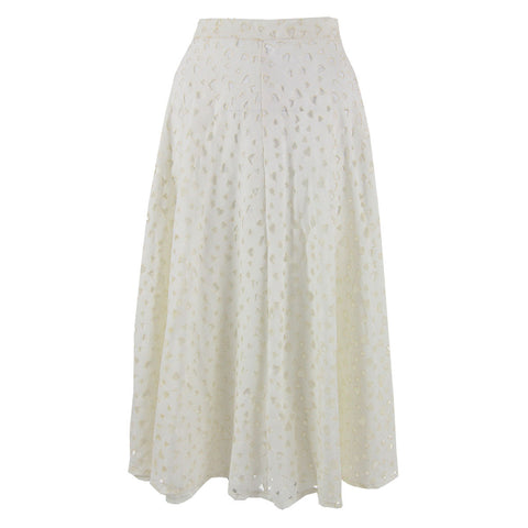 Jason Skirt - Ivory Midi Skirt with Heart Cutouts