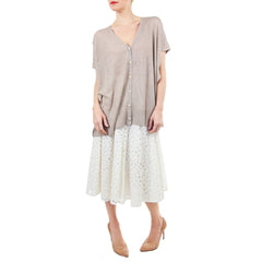 White and Warren Beige Popover Cardigan