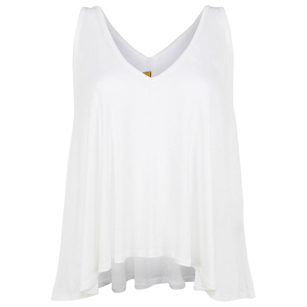 Rachel Pally White Ribbed Ramita Tank Top