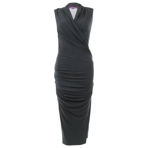Sleeveless Midi Dress in Black Jersey