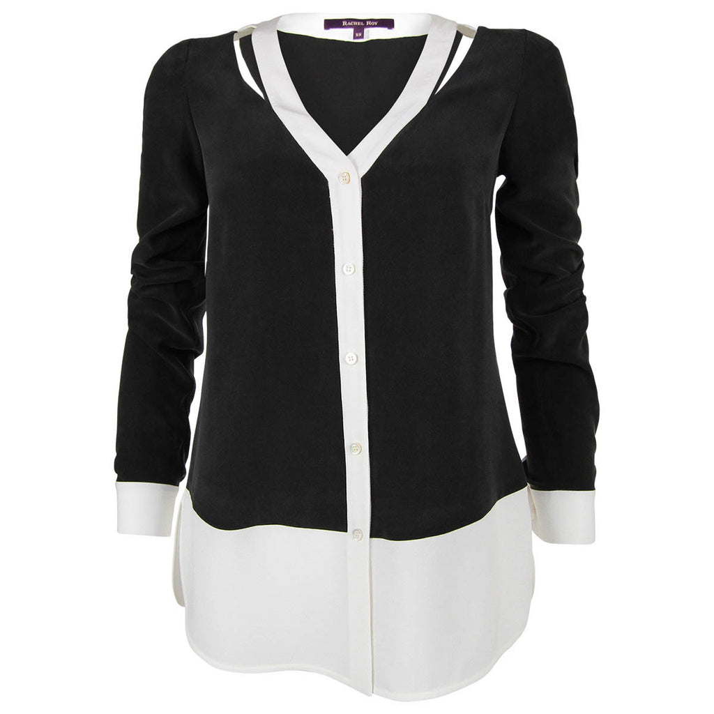 Rachel Roy Silk Color Block Shirt