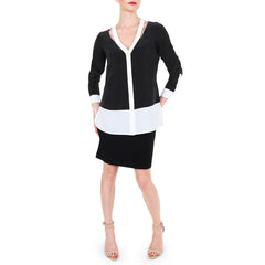 Rachel Roy Silk Color Block Shirt