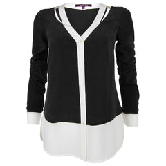 Rachel Roy Silk Color Block Shirt