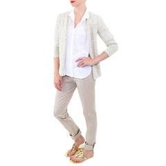White and Warren Metallic Gold Cardigan