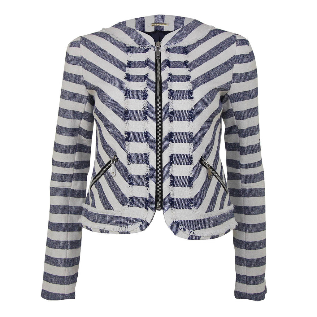 Rebecca Minkoff Navy and Ivory Cropped Jacket