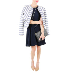 Rebecca Minkoff Navy and Ivory Cropped Jacket