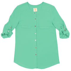 Sis Sis lightweight collarless mint green blouse
