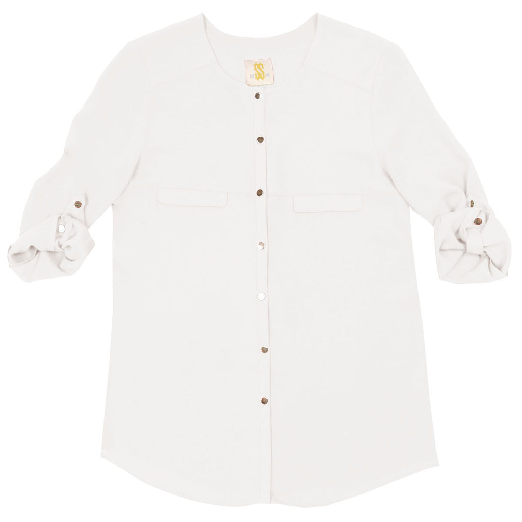 Sis Sis lightweight collarless white blouse