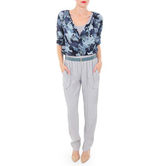Sam and Lavi Blue Printed Shirt with Annie Griffin Grey Pants