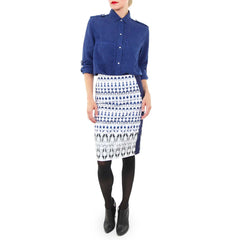 Sam and Lavi Snap Front Shirt with Rachel Roy Pencil Skirt