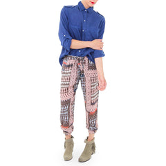 Sam and Lavi Blue Shirt with the Odells Silk Pants