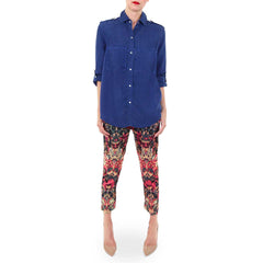 Sam and Lavi Blue Snap Front Shirt and Floral Pants