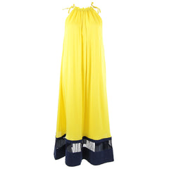 Sachin and Babi Yellow Silk and Denim Midi Dress
