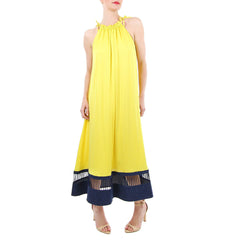 Sachin and Babi Yellow Silk and Denim Dress