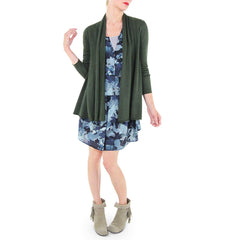White and Warren Olive Green Swing Cardigan