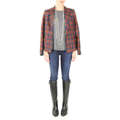 gray nursing friendly t-shirt L.A.M.B. tartan plaid blazer