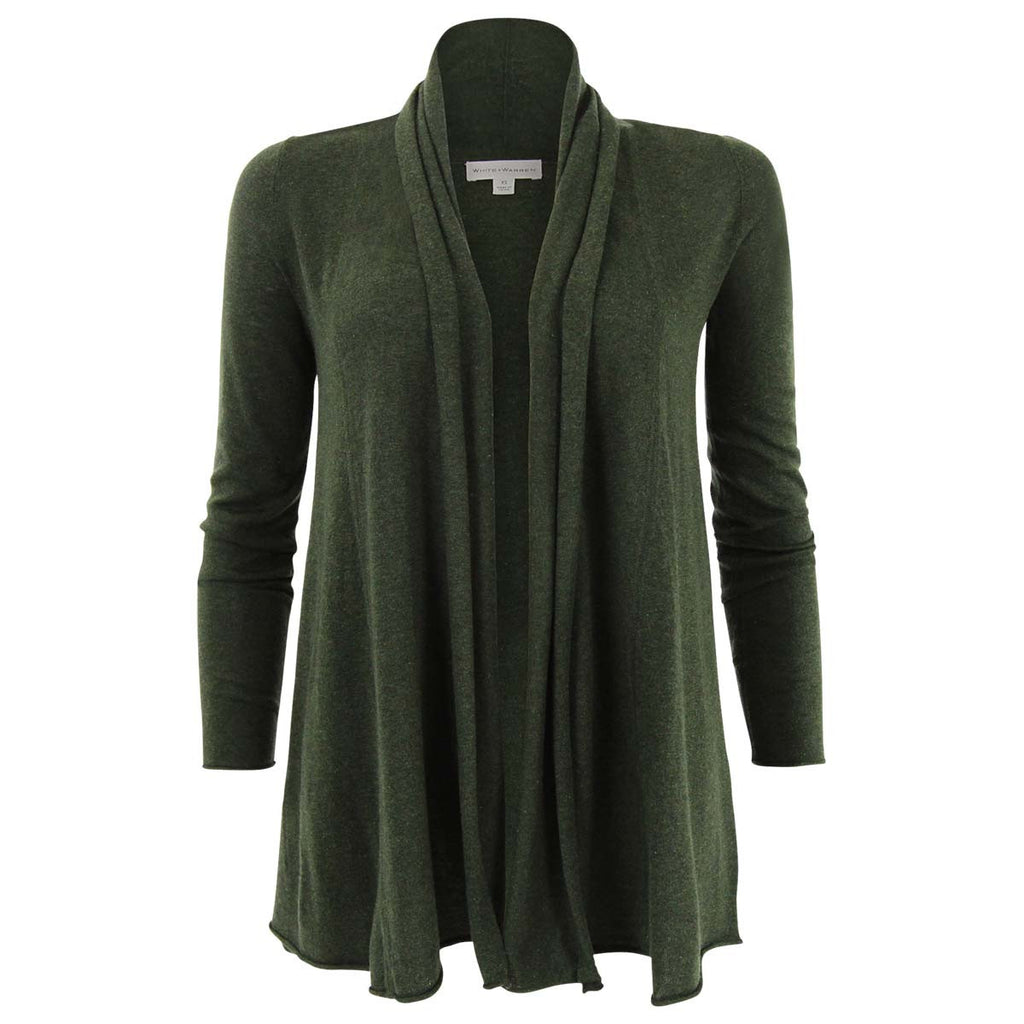 White and Warren Olive Green Swing Cardigan