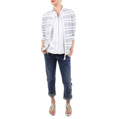 White and Warren Leather Trimmed Cardigan