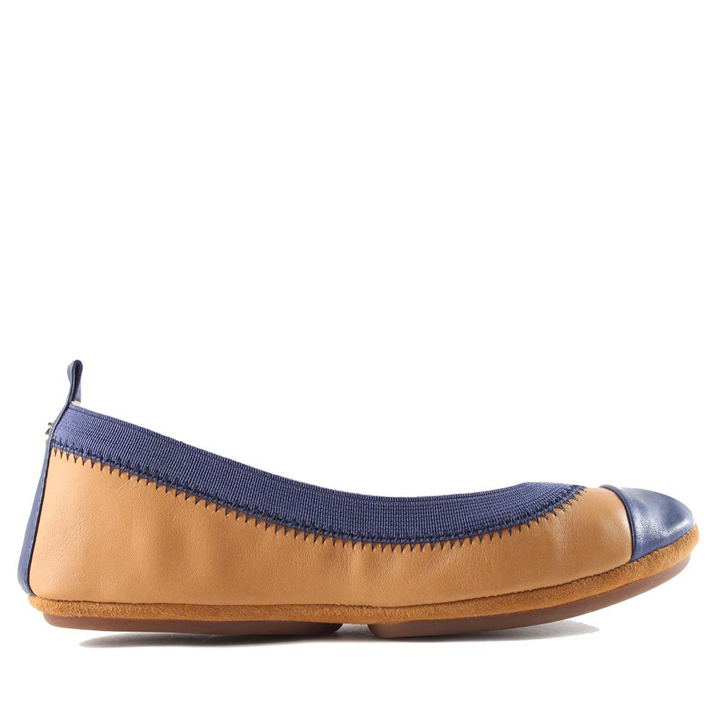 Yosi Samra Tan and Blue Ballet Flats
