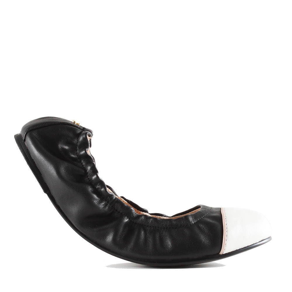 Yosi Samra Black and White Cap Toe Balet Flat