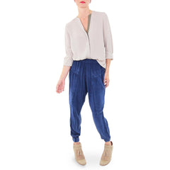 Zoa Beige Blouse with The Odells Denim Track Pants
