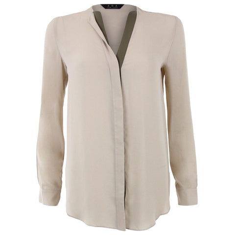 Combination Placket Blouse in Beige