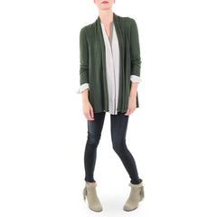 White and Warren Olive Green Swing Cardigan