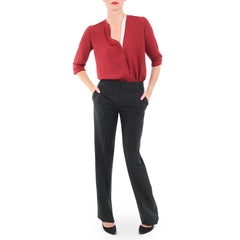 Zoa Crimson Blouse with Rachel Roy Black Pants