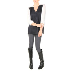 annie griffin color block blouse mothers en vogue gray leggings