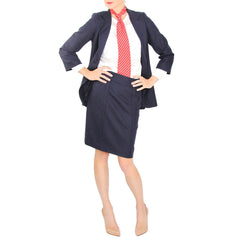 annie griffin navy wool suit and a man's tie
