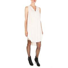 Ark and Co sleeveless button front shirtdress and fishnet hose