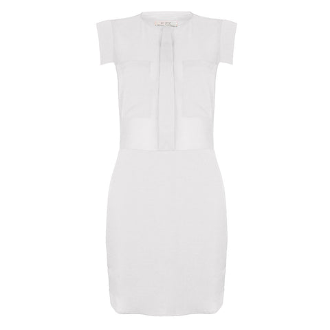 White Button-Up Sleeveless Shirtdress