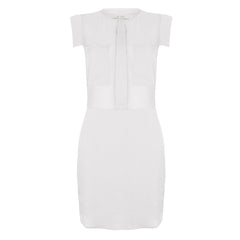 White Button-Up Sleeveless Shirtdress