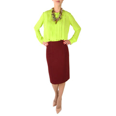byron lars maroon ponte skirt and Zoa pleated blouse