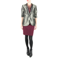 corey lyn calter lou boyfriend blazer metallic gold