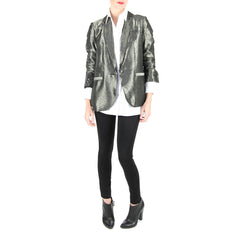 corey lyn calter lou boyfriend blazer metallic gold