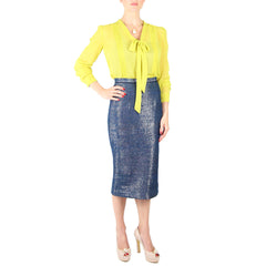 crop by david peck blue pencil skirt walter baker blouse