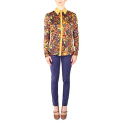 crop by david peck nature print gold blouse