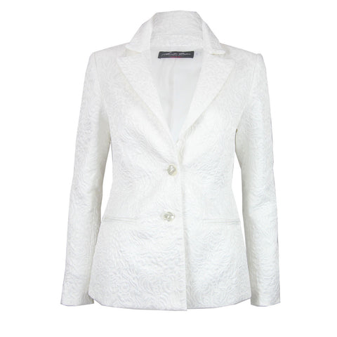 Lizzie Blazer in White Jacquard