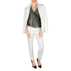 corey lyn calter crossover metallic gold snap front top