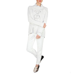 hunter bell white jacquard pants