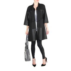 david lerner leggings with leather tuxedo stripe