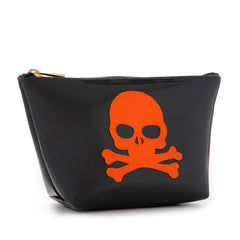 lolo mini zip vinyl pouch with skull and cross bones