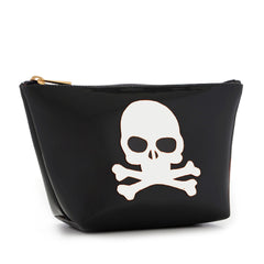 lolo mini zip vinyl pouch with skull and cross bones