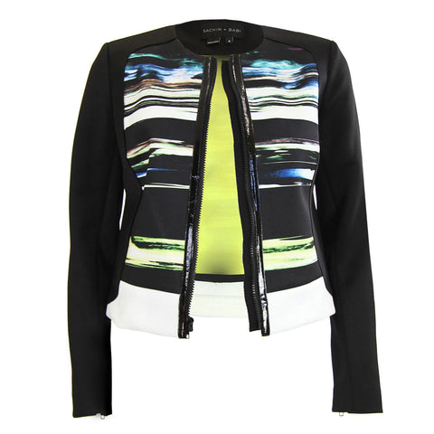 Estrella Jacket - Printed Neoprene Zipper Front Jacket