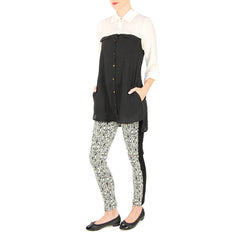 walter baker black and white stretch pant color block nursing shirt